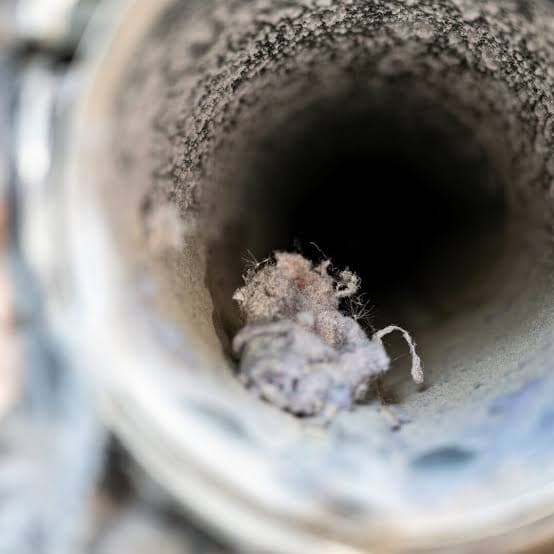 Lint-clogged vent before cleaning